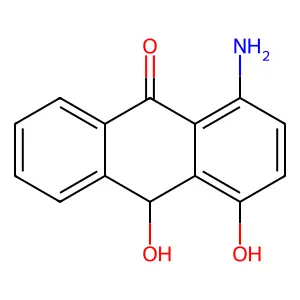 1-amino-4,10-dihydroxy-10H-anthracen-9-one structure