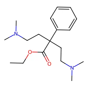 Ethyl 4-(dimethylamino)-2-[2-(dimethylamino)ethyl]-2-phenylbutanoate structure