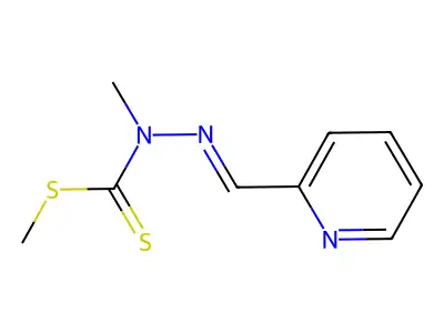 methyl N-methyl-N-(pyridin-2-ylmethylideneamino)carbamodithioate structure