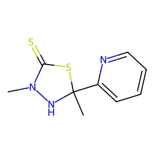 3,5-dimethyl-5-pyridin-2-yl-1,3,4-thiadiazolidine-2-thione structure