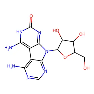4,5-Diamino-9-pentofuranosyl-3,9-dihydro-2H-pyrrolo[2,3-d:5,4-d']dipyrimidin-2-one structure