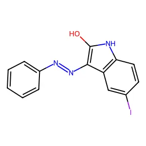 1H-Indole-2,3-dione, 5-iodo-, 3-(phenylhydrazone) structure