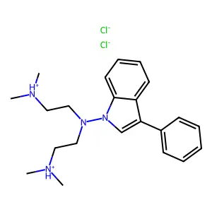 Indole, 1-(bis(2-(dimethylamino)ethyl)amino)-3-phenyl-, dihydrochloride, hydrate structure