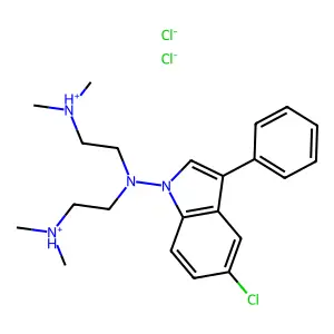 Indole, 1-(bis(2-(dimethylamino)ethyl)amino)-5-chloro-3-phenyl-, dihydrochloride structure