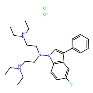Indole, 1-(bis(2-(diethylamino)ethyl)amino)-5-fluoro-3-phenyl-, dihydrochloride structure