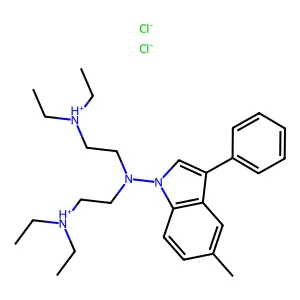 Indole, 1-(bis(2-(diethylamino)ethyl)amino)-5-methyl-3-phenyl-, dihydrochloride structure
