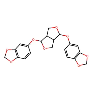 5,5'-[Tetrahydro-1H,3H-furo[3,4-c]furan-1,4-diylbis(oxy)]bis(2H-1,3-benzodioxole) structure
