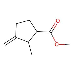 Cyclopentanecarboxylic acid, 2-methyl-3-methylene-, methyl ester structure