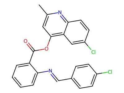 6-Chloro-2-methyl-4-quinolinyl 2-(((4-chlorophenyl)methylene)amino)benzoate structure
