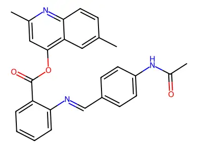 2,6-Dimethyl-4-quinolinyl 2-(((4-(acetylamino)phenyl)methylene)amino)benzoate structure