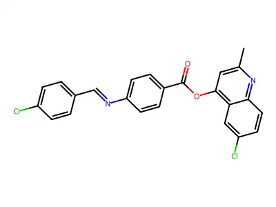 6-Chloro-2-methyl-4-quinolinyl 4-(((4-chlorophenyl)methylene)amino)benzoate structure