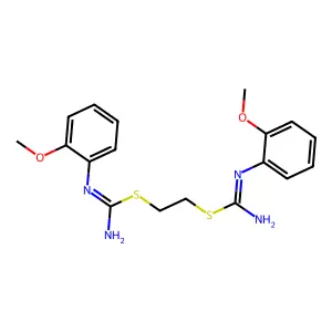 Ethane-1,2-diyl bis[N'-(2-methoxyphenyl)carbamimidothioate] structure