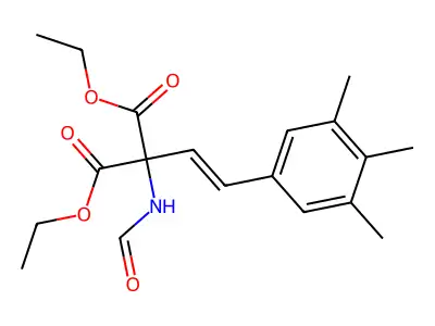 Diethyl 2-formamido-2-[2-(3,4,5-trimethylphenyl)ethenyl]propanedioate structure