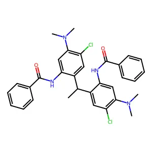 N,N'-{Ethane-1,1-diylbis[4-chloro-5-(dimethylamino)-2,1-phenylene]}dibenzamide structure