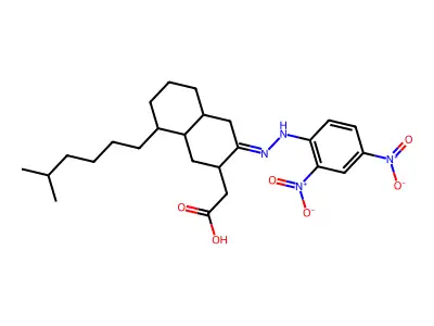 2-[3-[(2,4-dinitrophenyl)hydrazinylidene]-8-(5-methylhexyl)-2,4,4a,5,6,7,8,8a-octahydro-1H-naphthalen-2-yl]acetic acid structure