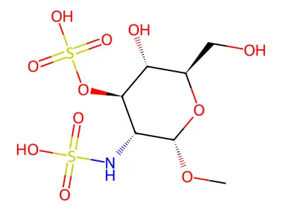 methyl-2-deoxy-2-sulfamino-alpha-D-glucopyranoside 3-sulfate structure