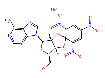 (2',3')O-(2,4,6-trinitrocyclohexadienylidine)adenosine structure