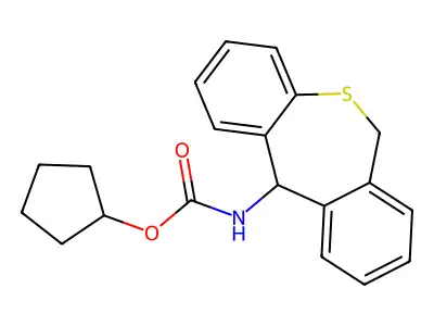 Carbamic acid, (6,11-dihydrodibenzo(b,e)thiepin-11-yl)-, cyclopentyl ester structure