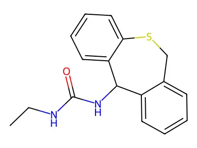 Urea, N-(6,11-dihydrodibenzo(b,e)thiepin-11-yl)-N'-ethyl-, hydrate (2:1) structure
