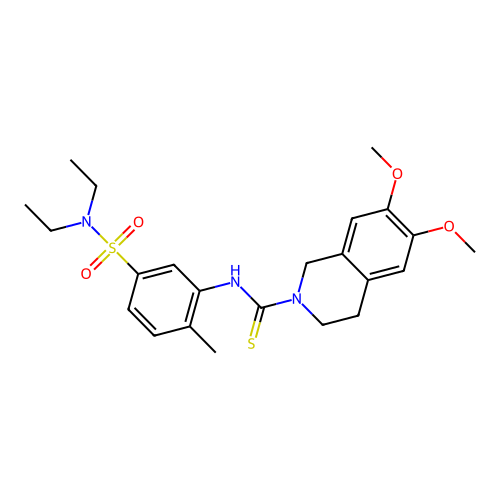 N-(5-(N,N-diethylsulfamoyl)-2-methylphenyl)-6,7-dimethoxy-3,4-dihydroisoquinoline-2(1H)-carbothioamide structure