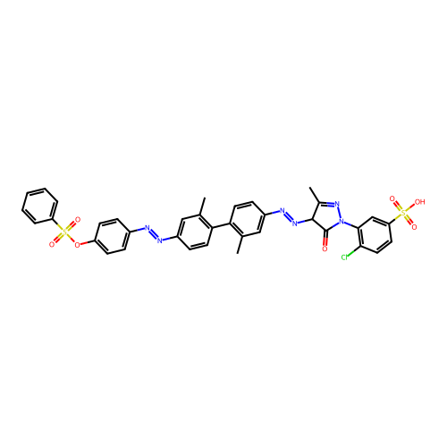 3-[4-[[4-[4-[[4-(benzenesulfonyloxy)phenyl]diazenyl]-2-methylphenyl]-3-methylphenyl]diazenyl]-3-methyl-5-oxo-4H-pyrazol-1-yl]-4-chlorobenzenesulfonic acid structure