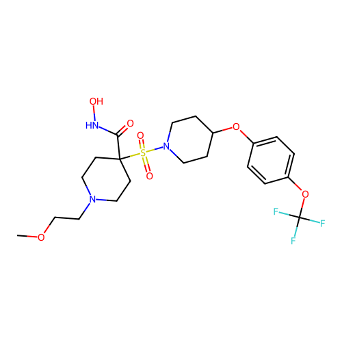 N-hydroxy-1-(2-methoxyethyl)-4-[4-[4-(trifluoromethoxy)phenoxy]piperidin-1-yl]sulfonylpiperidine-4-carboxamide structure