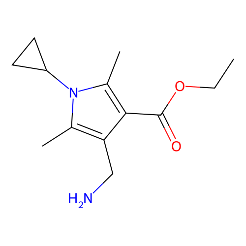 Ethyl 4-(aminomethyl)-1-cyclopropyl-2,5-dimethyl-1H-pyrrole-3-carboxylate structure