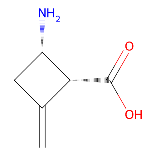 (1R,2S)-2-amino-4-methylene-cyclobutanecarboxylic acid structure