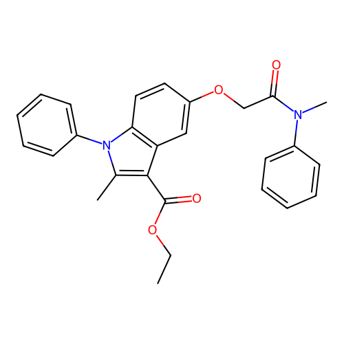 ethyl 2-methyl-5-(2-(methyl(phenyl)amino)-2-oxoethoxy)-1-phenyl-1H-indole-3-carboxylate structure