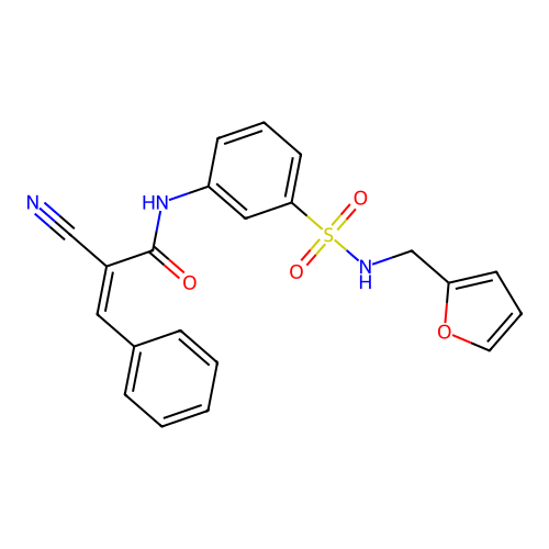 2-cyano-N-[3-(furan-2-ylmethylsulfamoyl)phenyl]-3-phenylprop-2-enamide structure