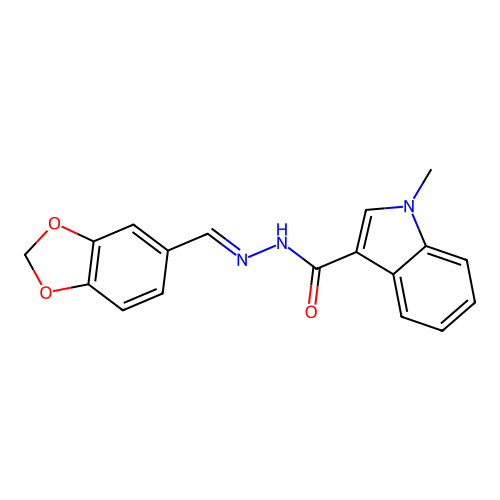 N-[(E)-1,3-benzodioxol-5-ylmethylideneamino]-1-methylindole-3-carboxamide structure