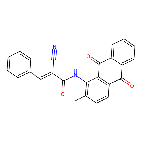 2-cyano-N-(2-methyl-9,10-dioxoanthracen-1-yl)-3-phenylprop-2-enamide structure