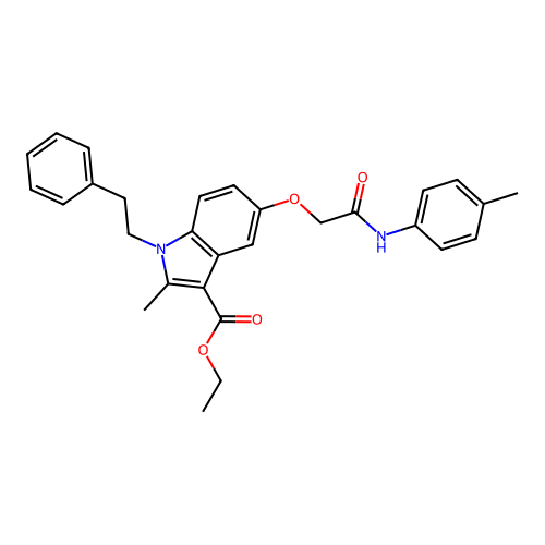 ethyl 2-methyl-5-(2-oxo-2-(p-tolylamino)ethoxy)-1-phenethyl-1H-indole-3-carboxylate structure