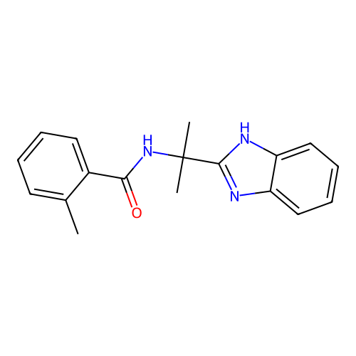 N-[2-(1H-benzimidazol-2-yl)propan-2-yl]-2-methylbenzamide structure
