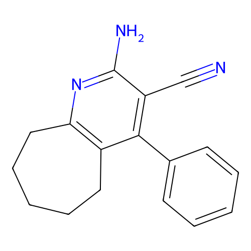 2-Amino-4-phenyl-6,7,8,9-tetrahydro-5H-cyclohepta[b]pyridine-3-carbonitrile structure