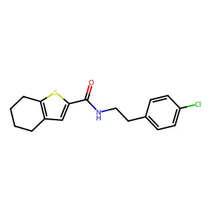 N-[2-(4-chlorophenyl)ethyl]-4,5,6,7-tetrahydro-1-benzothiophene-2-carboxamide structure