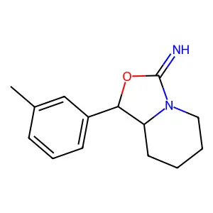 Rel-(1R,8aS)-1-(m-tolyl)hexahydro-3H-oxazolo[3,4-a]pyridin-3-imine structure