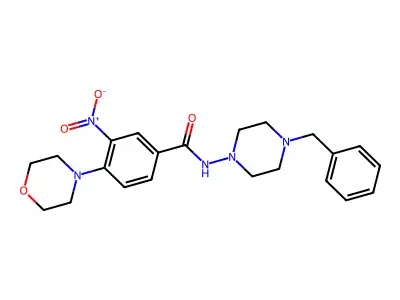 4-(4-Morpholinyl)-3-nitro-N-[4-(phenylmethyl)-1-piperazinyl]benzamide structure
