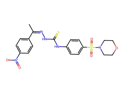 1-(4-morpholin-4-ylsulfonylphenyl)-3-[1-(4-nitrophenyl)ethylideneamino]thiourea structure