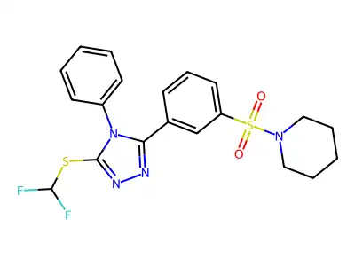 1-((3-(5-((Difluoromethyl)thio)-4-phenyl-4H-1,2,4-triazol-3-yl)phenyl)sulfonyl)piperidine structure