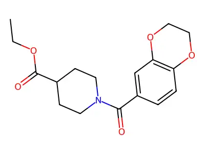 Ethyl 1-(2,3-dihydro-1,4-benzodioxine-6-carbonyl)piperidine-4-carboxylate structure