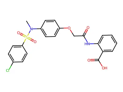 2-{2-[4-(N-methyl4-chlorobenzenesulfonamido)phenoxy]acetamido}benzoic acid structure
