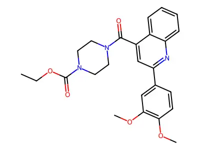 Ethyl 4-[2-(3,4-dimethoxyphenyl)quinoline-4-carbonyl]piperazine-1-carboxylate structure