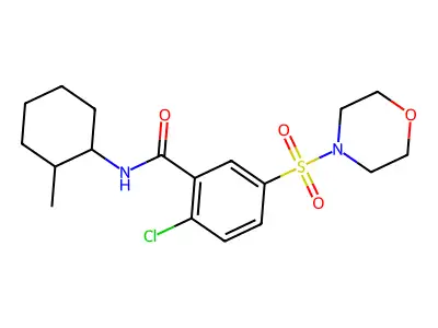 2-chloro-N-(2-methylcyclohexyl)-5-morpholin-4-ylsulfonylbenzamide structure