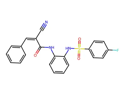 (Z)-2-Cyano-N-[2-[(4-fluorophenyl)sulfonylamino]phenyl]-3-phenylprop-2-enamide structure