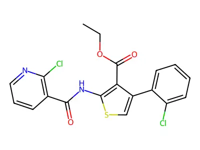 Ethyl 4-(2-chlorophenyl)-2-(2-chloropyridine-3-amido)thiophene-3-carboxylate structure