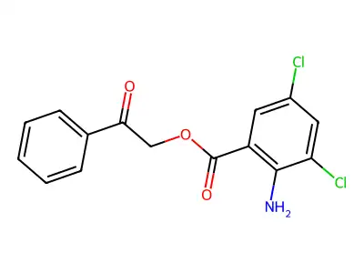 2-Oxo-2-phenylethyl 2-amino-3,5-dichlorobenzenecarboxylate structure