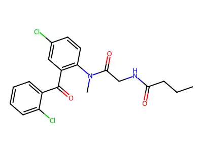 Butanamide, N-(2-((4-chloro-2-(2-chlorobenzoyl)phenyl)methylamino)-2-oxoethyl)- structure