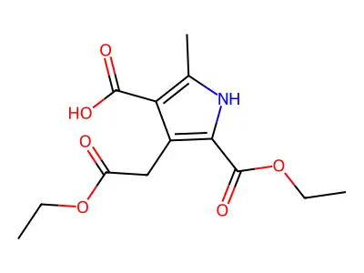Ethyl 4-carboxy-2-(ethoxycarbonyl)-5-methyl-3-pyrroleacetate structure