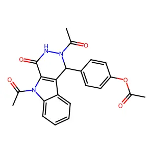 [4-(2,5-Diacetyl-4-oxo-1,3-dihydropyridazino[4,5-b]indol-1-yl)phenyl] acetate structure